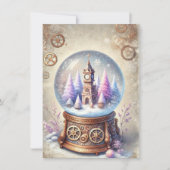 Pastel Steampunk Kerst Kaart Antiek Sneeuw Wereldb (Voorkant)