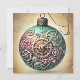 Pastel Steampunk Kerst Ornament Kaart