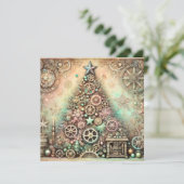  Pastel Steampunk Kerstboom Kaart (Staand voorkant)