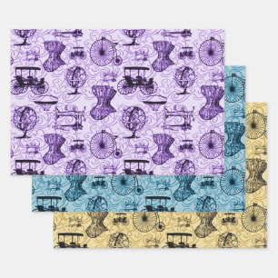 Pastel Steampunk Patroon Inpakpapier Vel
