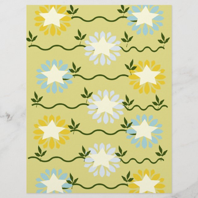 Pastel Ster Bloemmotief Scrapbook Papier (Voorkant)