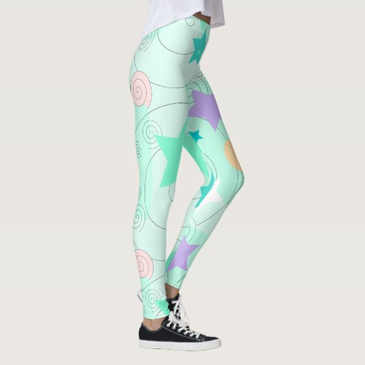 Pastel Sterren Girly Feestdagen Leggings (Rechts)