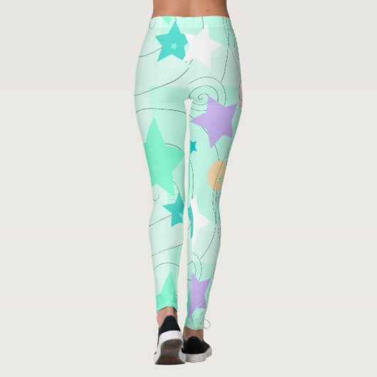Pastel Sterren Girly Feestdagen Leggings (Achterkant)