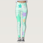 Pastel Sterren Girly Feestdagen Leggings (Voorkant)