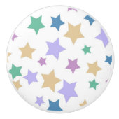 Pastel sterren patroon op wit keramische knop (Voorkant)
