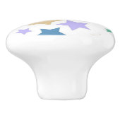 Pastel sterren patroon op wit keramische knop (Zijkant)