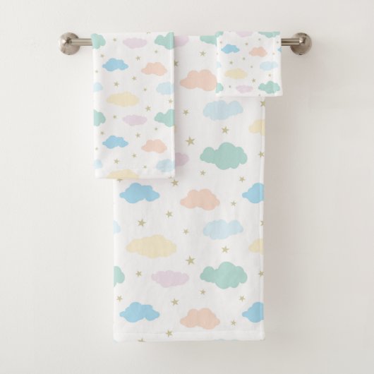 Pastel Sterren & Wolken Bad Handdoek (Insitu)
