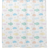 Pastel Sterren & Wolken Douchegordijn (Voorkant)