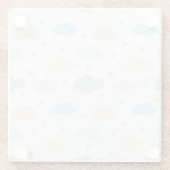 Pastel Sterren & Wolken Glazen Onderzetter (Achterkant)