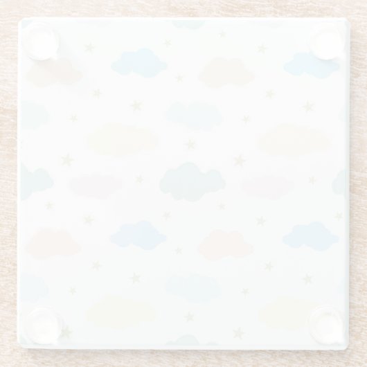 Pastel Sterren & Wolken Glazen Onderzetter (Achterkant)