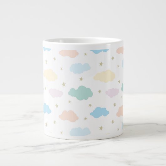 Pastel Sterren & Wolken Grote Koffiekop (Voorkant)
