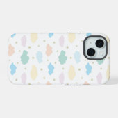 Pastel sterren & wolken iPhone 15 case (Achterkant horizontaal)