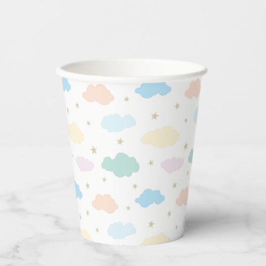 Pastel Sterren & Wolken Papieren Bekers (Voorkant)