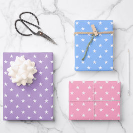 Pastel Sterren Wrapping Paper Sheet Set