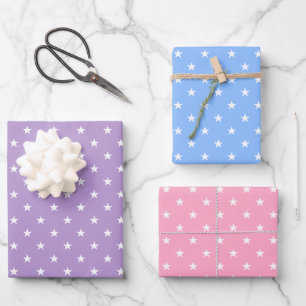 Pastel Sterren Wrapping Paper Sheet Set