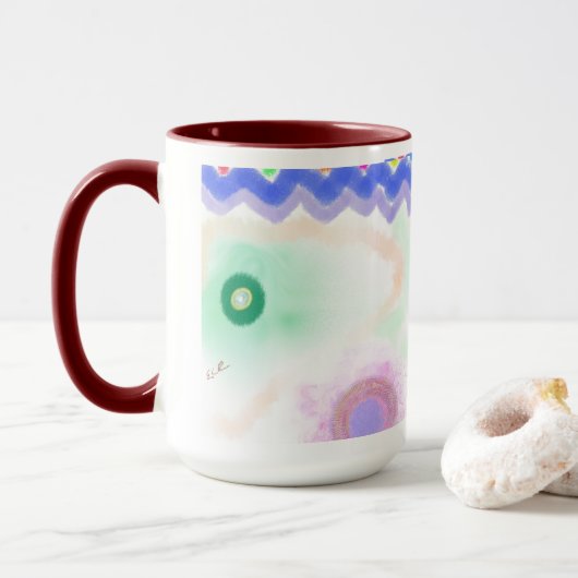 Pastel sterrenstelsels Impressionistische kunst mo Mok (Met donut)
