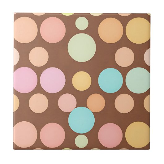 Pastel Stippen Chocolade Patroon Tegeltje (Voorkant)