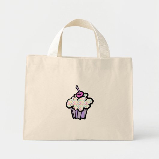 pastel stippen cupcake mini tote bag (Voorkant)