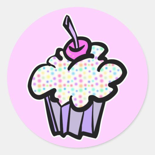 pastel stippen cupcake ronde sticker (Voorkant)