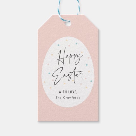 Pastel Stippen Ei Gelukkig Pasen Cadeaulabel (Voorkant)