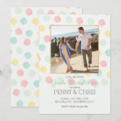 Pastel stippen kader geslacht onthulling feestje kaart (Voorkant / Achterkant)