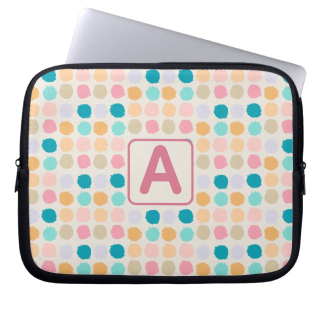 Pastel Stippen Monogram Laptop Sleeve (Voorkant)