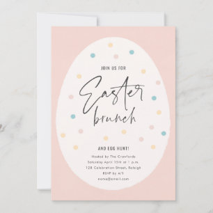 Pastel Stippen Pasen Brunch en Eierzoektocht Kaart