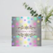 Pastel Stippen Prinses Baby shower Kaart (Staand voorkant)