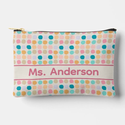 Pastel Stippen Schoolbenodigdheden Zak Etui (Voorkant)