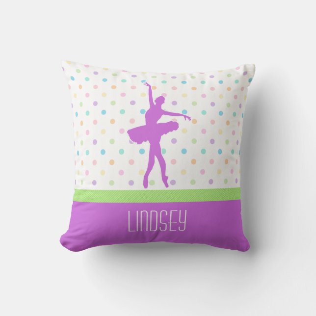 Pastel Stippen Tutu Danser Met Paarse Details Kussen (Voorkant)
