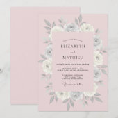 Pastel Stof Roze Bloemblad Bruiloft Kaart (Voorkant / Achterkant)