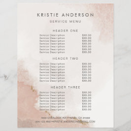 Pastel Stof Roze & Goud Prijzen & Diensten Flyer