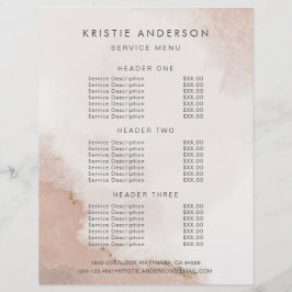 Pastel Stof Roze & Goud Prijzen & Diensten Flyer