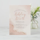 Pastel Stoffig Roze Glitter Goud Verlovingsfeest Kaart (Staand voorkant)