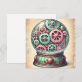 Pastel StoomPunk Kerst Sneeuwbol Groeten Feestdagenkaart (Voorkant / Achterkant)