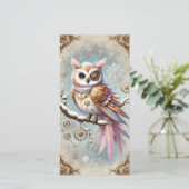 Pastel Stoomtech Kerstkaart Wijze Uil (Staand voorkant)