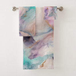 PASTEL STORM MARMER WERVELEN BADKAMER HANDDOEK SET