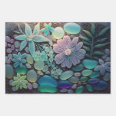 Pastel Strand Glas Bloem Mozaïek Inpakpapier Vel (Voorkant)