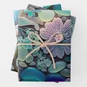 Pastel Strand Glas Bloem Mozaïek Inpakpapier Vel (In situ)