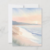 Pastel Strand Zonsondergang Kust Aquarel Kaart (Voorkant)