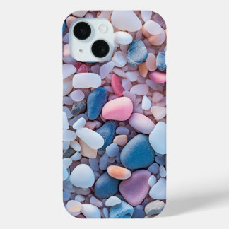 Pastel Strandkiezelstenen Kleurrijke Esthetiek iPhone 15 Case