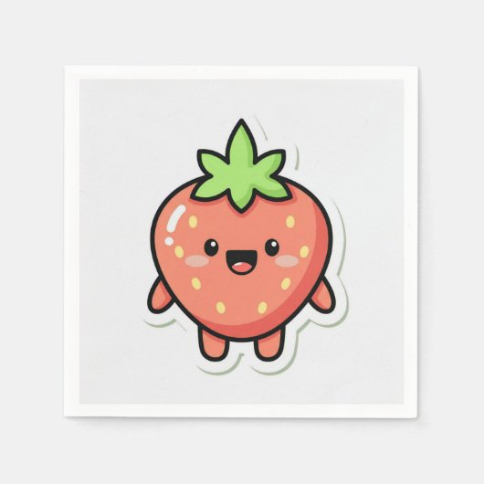 Pastel Strawberry Aesthetic Sticker – Cute Fruit I Servet (Voorkant)
