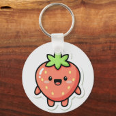 Pastel Strawberry Aesthetic Sticker – Cute Fruit I Sleutelhanger (Achterkant)