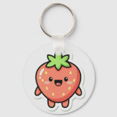 Pastel Strawberry Aesthetic Sticker – Cute Fruit I Sleutelhanger (Achterkant)