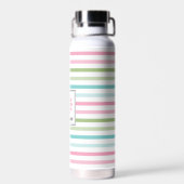 Pastel Strepen Bloemige Monogram Waterfles (Achterkant)
