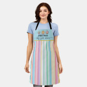 Pastel Strepen Custom Bakkerij Schort (Gedragen)