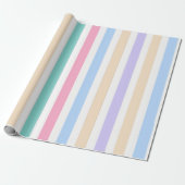 Pastel Strepen Eerste Verjaardag Inpakpapier (Uitgerold)