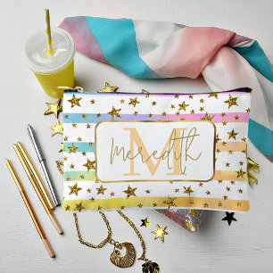 Pastel strepen en gouden sterren gepersonaliseerd etui