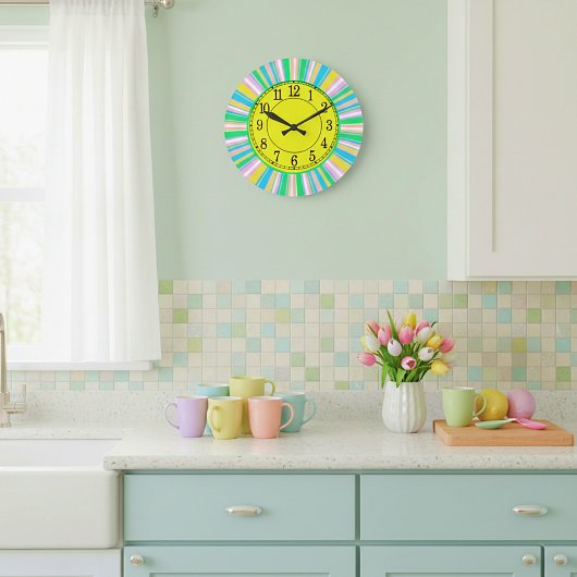 Pastel strepen grote klok