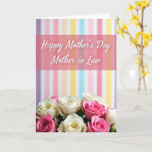 Pastel Strepen Moederdag kaart (Gele Bloem)